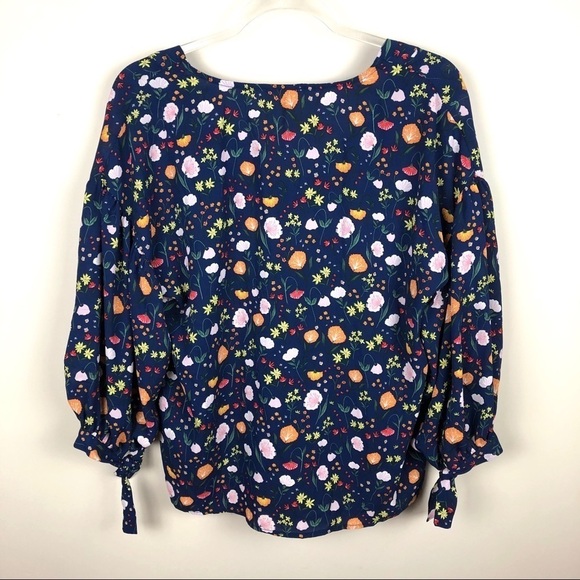 Finn & Grace Floral Oversized Blouse Navy Blue S - Picture 7 of 8